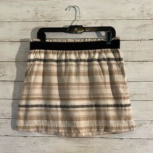 Loft Khaki & Black Linen Skirt
